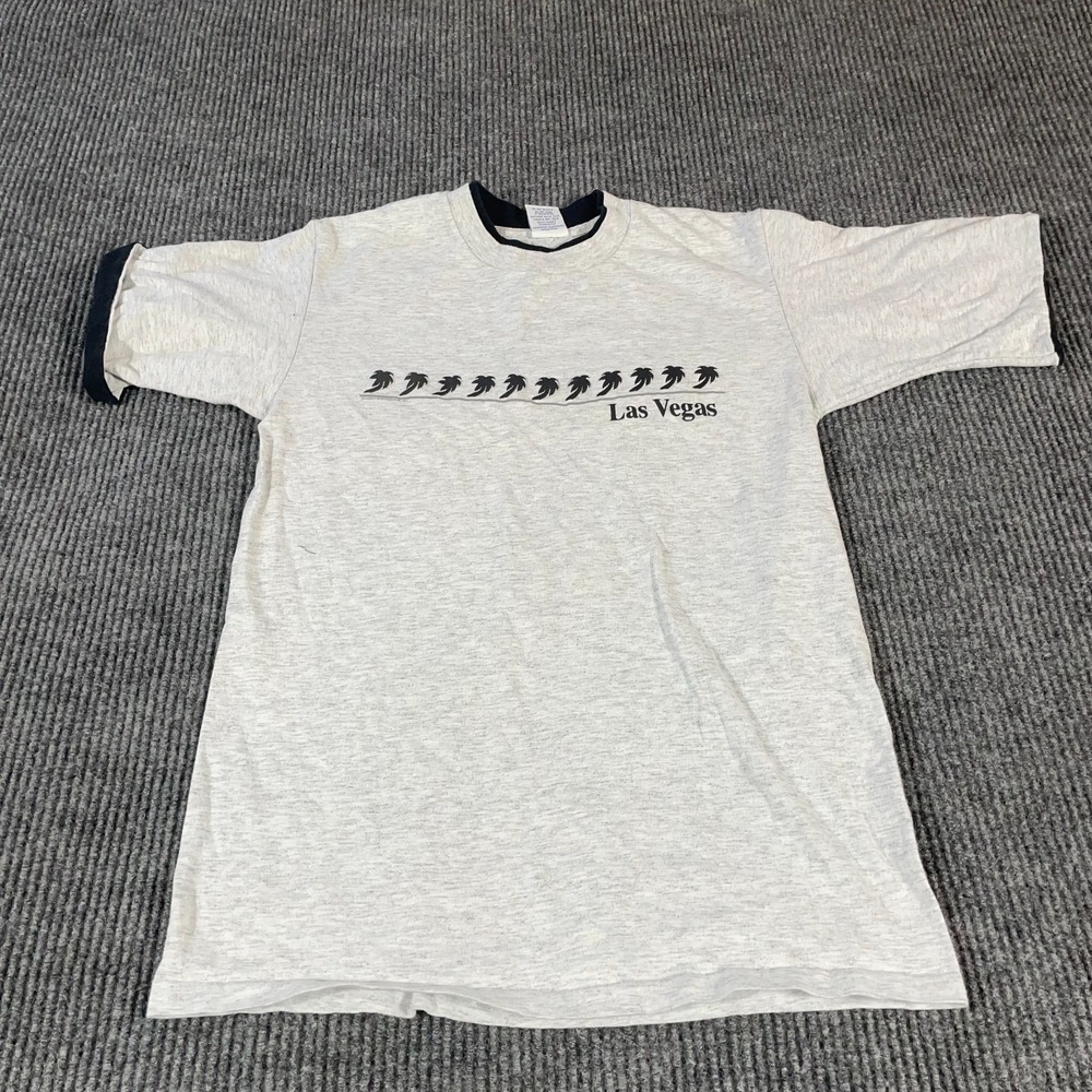 VTG SCI T Shirt Womens Large L Gray Single Stitch Las Vegas Nevada Double Sleeve